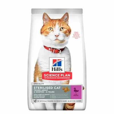 Hill's Science Plan Young Adult Sterilised Met Eend Kattenvoer 3 Hill's Science Plan Young Adult Sterilised Met Eend Kattenvoer