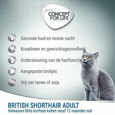 Concept For Life British Shorthair Adult Kattenvoer - Verbeterde Receptuur! 4 Concept For Life British Shorthair Adult Kattenvoer - Verbeterde Receptuur! - Afbeelding 2