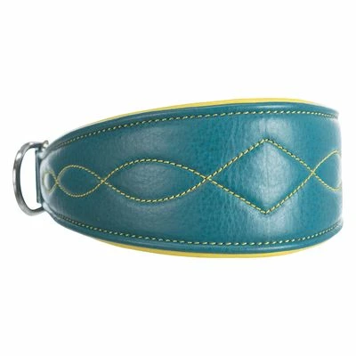 Trixie Active Comfort Halsband Voor Windhonden, Petrol/Geel 3 Trixie Active Comfort Halsband Voor Windhonden, Petrol/Geel