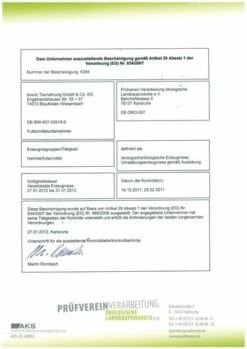 Bosch Bio Senior Hondenvoer -Hunter Verkoop 2024 bio zertifikat2012 29 7x21cm 300dpi rgb 5