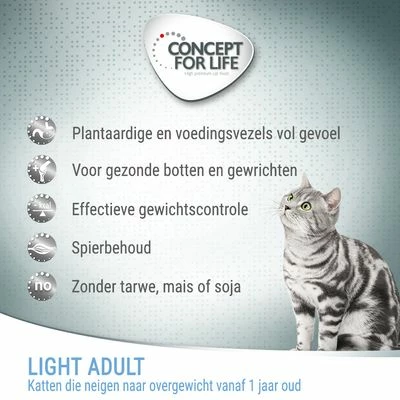 Concept For Life Light Adult Kattenvoer - Verbeterde Receptuur! 4 Concept For Life Light Adult Kattenvoer - Verbeterde Receptuur! - Afbeelding 2
