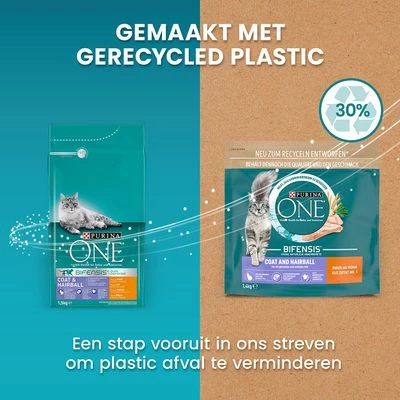 Purina ONE Vacht & Haarbal Kip Kattenvoer 4 Purina ONE Vacht & Haarbal Kip Kattenvoer - Afbeelding 2