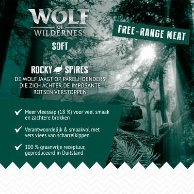 Wolf Of Wilderness "Soft - Rocky Spires" - Scharrelkip & Parelhoender Hondenvoer 6 Wolf Of Wilderness "Soft - Rocky Spires" - Scharrelkip & Parelhoender Hondenvoer - Afbeelding 4
